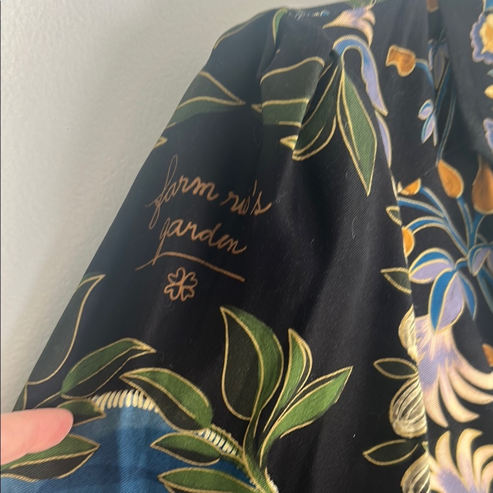 FARM Rio Black and Purple Buttoned Peplum Dress 💯 rayon - Picture 7 of 17